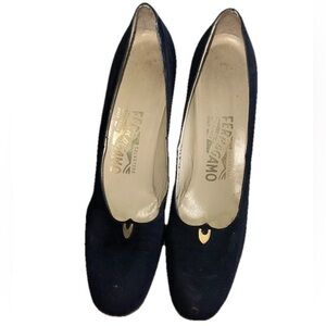 Salvatore Ferragamo Women's Vintage Suede Black Pumps Sz. 9